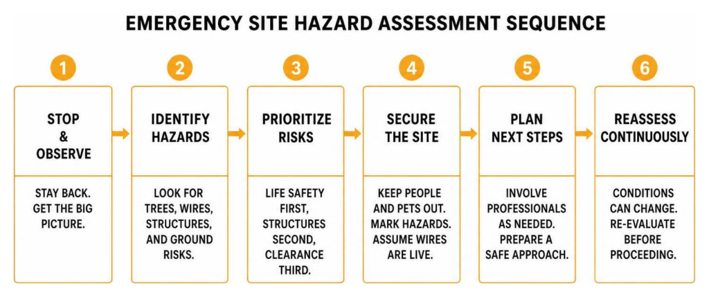 Emergency site hazard assessment sequence
