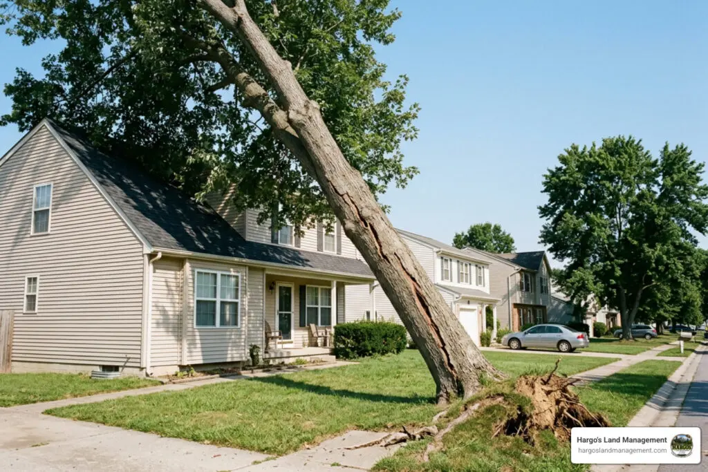hazardous leaning tree near home